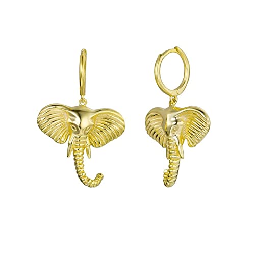 Beydodo Creolen Silber 925, Ohrringe Damen mit Anhänger Elefant Gold Creolen Nickelfrei Modeschmuck von Beydodo