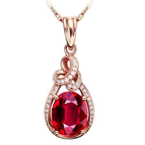 Beydodo Damen Halskette 750 Rotgold mit Anhänger, Hochzeit Halskette Filigran mit Rot Turmalin 3ct Anhänger Kette Rosegold 45CM für Frauen Braut Beydodo Damen Halskette 750 Rotgold mit Anhänger, Hochzeit Halskette Filigran mit Rot Turmalin 3ct Anhänger Kette Rosegold 45CM für Frauen Braut von Beydodo
