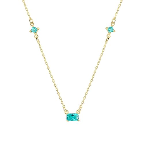 Beydodo Damen Halskette 750 Weißgold, Kette Anhänger mit Smaragd 0.5ct Hochzeit Halskette Weißgold 45CM für Charms von Beydodo