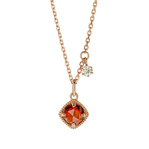 Beydodo Damen Halskette Rotgold 375, Kette 45CM Rosegold Charms Anhänger mit Rubin 0.6ct und Diamant Hochzeit Halskette für Frauen Braut von Beydodo
