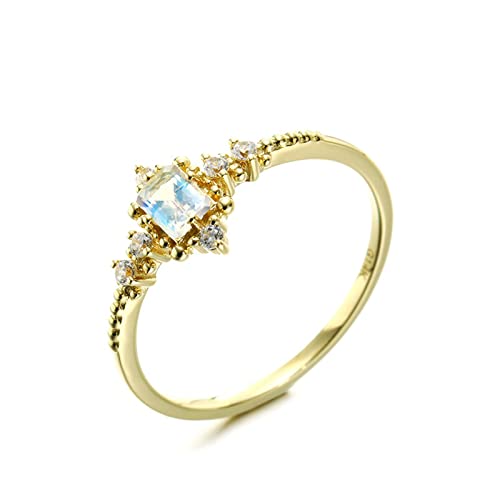 Beydodo Damen Ring 585 Gold, Trauringe Frauen Blume mit Mondstein Verlobungsringe Hochtzeit Ringe Nickelfrei Größe 49 von Beydodo