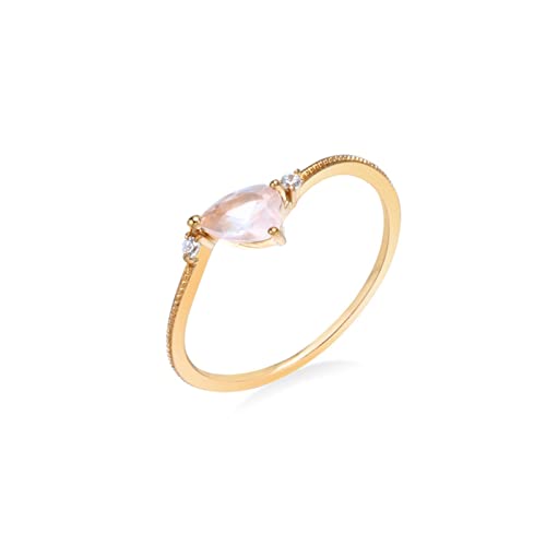 Beydodo Damen Ring 585 Rotgold, Trauringe Frauen Schmal mit Rosa Kristall Verlobungsringe Hochtzeit Ringe Nickelfrei Gr.51 von Beydodo