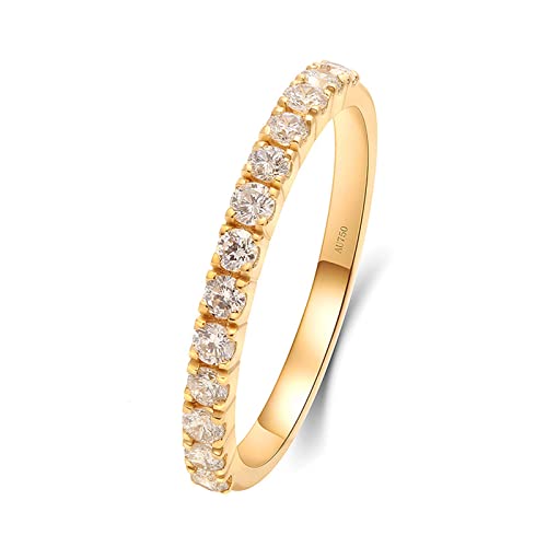 Beydodo Damen Ring 750 Gold, Trauringe Frauen Schmal mit Moissanit 0.4ct Bandring Verlobungsringe Hochtzeit Ringe Nickelfrei Gr.51 von Beydodo