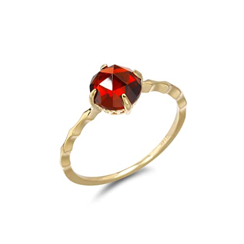 Beydodo Damen Ring 750 Gold, Trauringe Frauen Solitär mit Rot Garnet Verlobungsringe Hochtzeit Ringe Nickelfrei Größe 52 von Beydodo