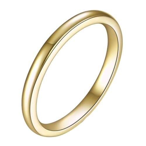 Beydodo Damen Ring Personalisiert, Edelstahl Ringe 2MM Schmal Bandring Freundschaftsringe Gold Ringe für Frauen Größe 52 (16.6) von Beydodo