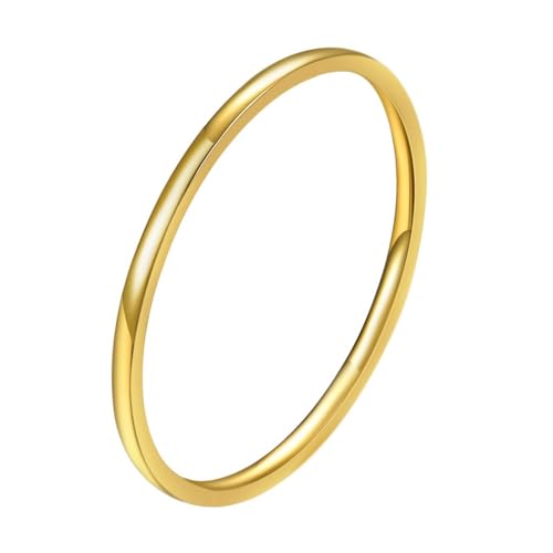 Beydodo Damen Ring Personalisiert, Edelstahl Ringe Schmal 1MM Glänzend Freundschaftsringe Gold Ringe für Frauen Größe 49 (15.6) von Beydodo