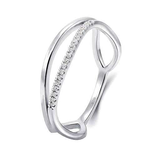 Beydodo Damen Ringe 585 Weißgold, Hochzeit Ring Frauen mit 1.083ct Diamant Wickelring Eheringe Verlobungsringe Nickelfrei Gr.56 (17.8) von Beydodo