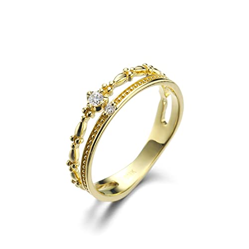 Beydodo Damen Ringe 750 Gelbgold, Hochzeit Ring Frauen 2 Layer Breit mit Diamant Eheringe Verlobungsringe Nickelfrei Größe 51 von Beydodo