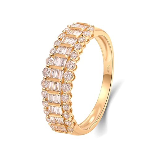 Beydodo Damen Ringe 750 Gelbgold, Hochzeit Ring Frauen 3 Reihe mit 0.6ct Laborgezüchteter Diamant Eheringe Verlobungsringe Nickelfrei Gr.65 (20.7) von Beydodo