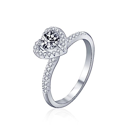 Beydodo Damen Ringe 750 Gelbgold, Hochzeit Ring Frauen Herz mit 0.5ct Laborgezüchteter Diamant Ring Größe 62 (19.7), Eheringe Verlobungsringe Nickelfrei von Beydodo