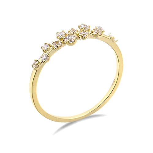 Beydodo Damen Ringe 750 Gelbgold, Hochzeit Ring Frauen Schmal Blume mit Diamant Eheringe Verlobungsringe Nickelfrei Gr.47 (15.0) von Beydodo