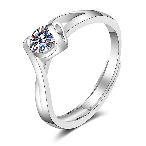 Beydodo Damen Ringe 750 Weißgold, Hochzeit Ring Frauen Verdreht Solitär mit Moissanit 0.5ct Verlobungsringe Eheringe Nickelfrei Gr.62 (19.7) von Beydodo