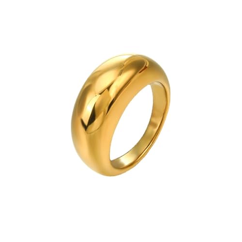 Beydodo Damen Ringe Edelstahl, Frauen Ring 8MM Kuppel Freundschaftsring Ring Personalisiert Gold Gr.57 (18.1) von Beydodo