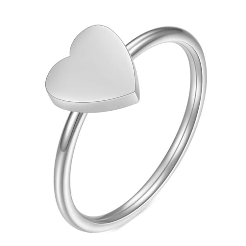 Beydodo Damen Ringe Edelstahl, Frauen Ring Herz Glänzend Freundschaftsring Ring Personalisiert Silber Gr.60 (19.1) von Beydodo