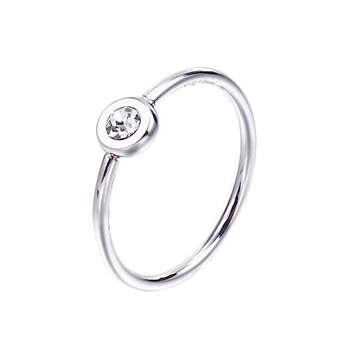 Beydodo Damen Ringe Edelstahl, Ring Personalisiert Schmal Solitär mit Zirkonia Freundschaftsringe Silber Ring Hochzeit und Verlobung Größe 60 (19.1) von Beydodo