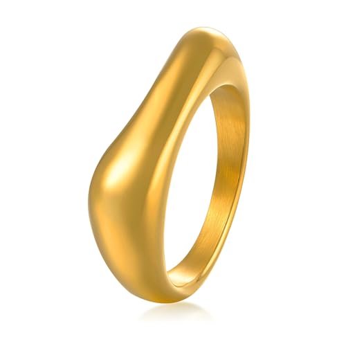 Beydodo Damen Ringe Edelstahl Vergoldet, Frauen Ring Personalisiert Geometrie Freundschaftsringe Gold Ring Nickelfrei Gr.52 (16.6) von Beydodo
