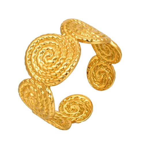 Beydodo Damen Ringe Edelstahl Vergoldet, Frauen Ring Personalisiert Geometrie Offen Freundschaftsringe Gold Ring Nickelfrei Einstellbar von Beydodo