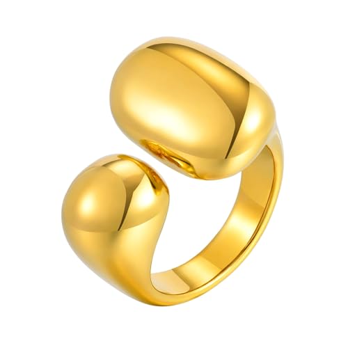 Beydodo Damen Ringe Edelstahl Vergoldet, Frauen Ring Personalisiert Geometrie Offen Freundschaftsringe Gold Ring Nickelfrei Gr.52 (16.6) von Beydodo