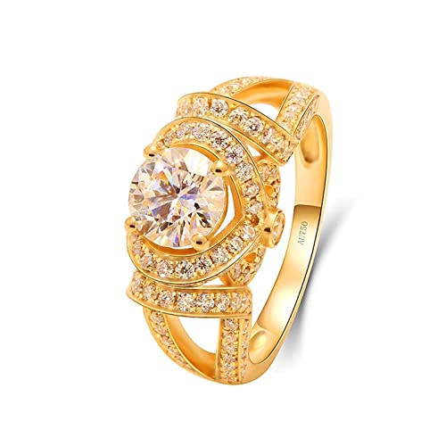 Beydodo Damen Ringe Gold 585 Echtgold, Verlobungsring Herz 4-Steg-Krappenfassung mit Moissanit 1ct Hochzeitsringe Eheringe Nickelfrei Größe 48 von Beydodo