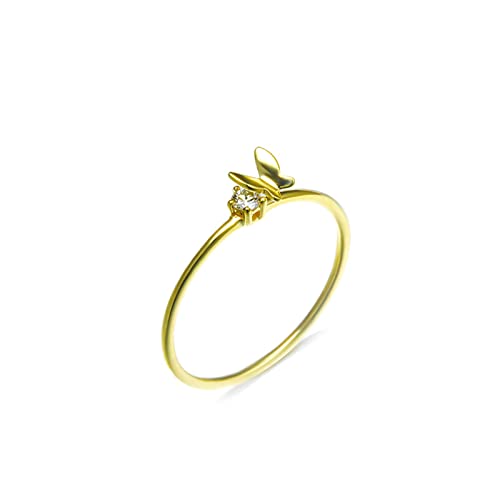 Beydodo Damen Ringe Gold 585 Echtgold, Verlobungsring Schmetterling mit Diamant Hochzeitsringe Eheringe Nickelfrei Größe 48 von Beydodo