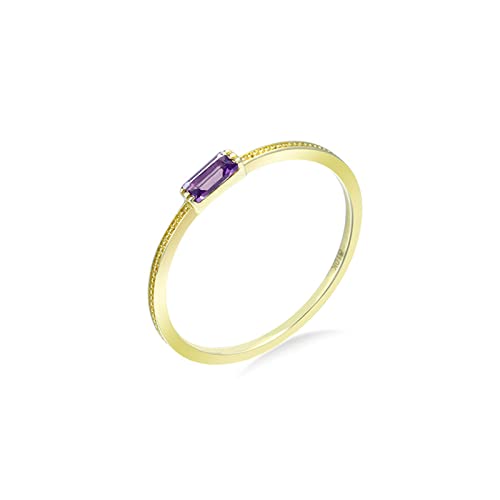 Beydodo Damen Ringe Gold 585 Echtgold, Verlobungsring Solitär mit Rechteck Amethyst Hochzeitsringe Eheringe Nickelfrei Gr.56 von Beydodo