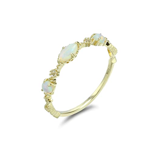 Beydodo Damen Ringe Gold 750 Echtgold, Verlobungsring mit 3 Steine Opal Hochzeitsringe Eheringe Nickelfrei Gr.67 (21.3) von Beydodo