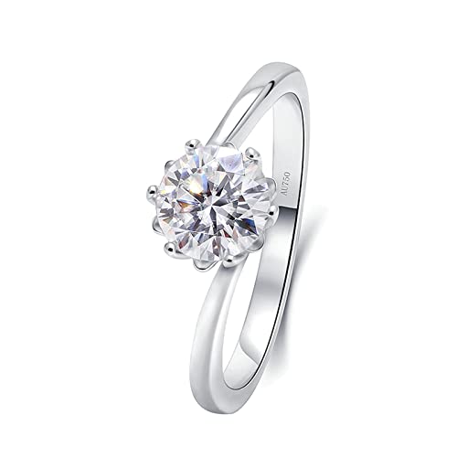 Beydodo Damen Ringe Weißgold 585 Echtgold, Verlobungsring Blume Solitär mit Moissanit 0.5ct Hochzeitsringe Eheringe Nickelfrei Größe 58 (18.5) von Beydodo