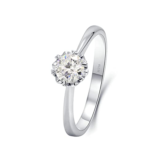 Beydodo Damen Ringe Weißgold 585 Echtgold, Verlobungsring Solitär mit 0.5ct Moissanit Hochzeitsringe Eheringe Nickelfrei Größe 61 (19.4) von Beydodo