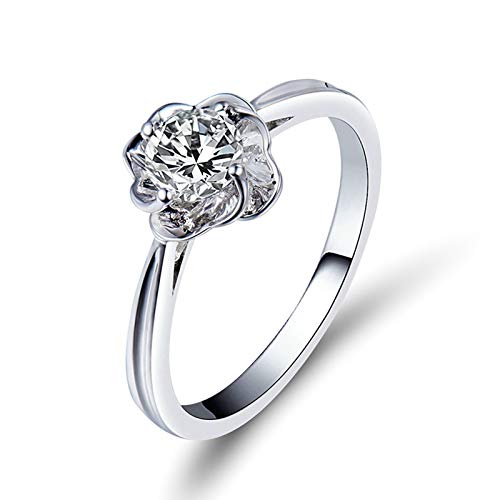 Beydodo Damen Verlobung Ring Weißgold 750, Blume Ring mit 0.4ct Diamant Hochzeit Ring Weißgold Ehering Nickelfrei Große 58 (18.5) von Beydodo
