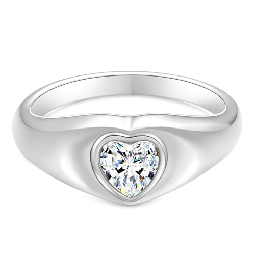 Beydodo Edelstahl Damen Ring Freundschaft, Frauen Ringe Herz mit Zirkonia Partnerringe Silber Ring Personalisiert Nickelfrei Größe 60 (19.1) von Beydodo