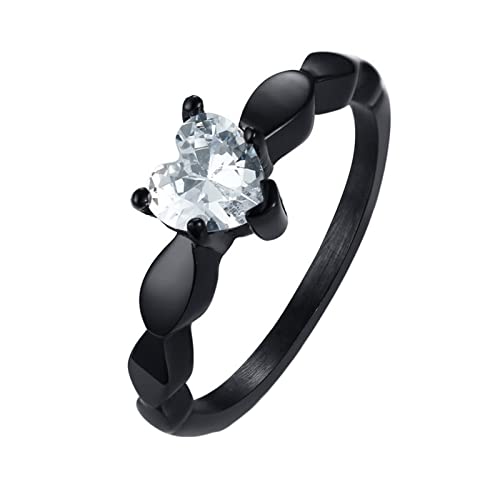 Beydodo Edelstahl Damen Ring Freundschaft, Frauen Ringe mit Herz Zirkonia Partnerring Schwarz Ring Personalisiert Gr.60 (19.1 von Beydodo