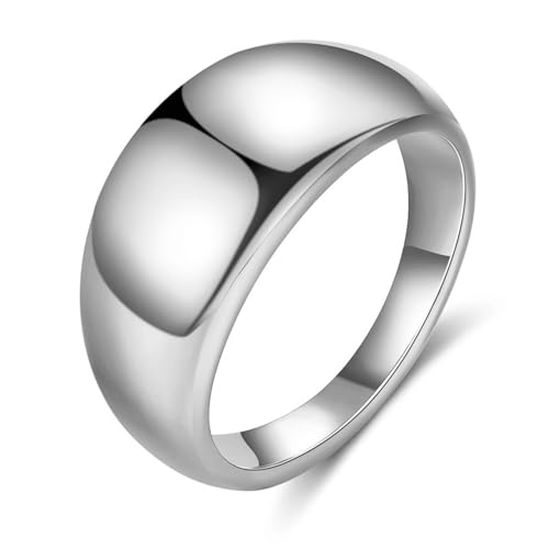 Beydodo Edelstahl Herren Damen Ring Freundschaft, Unisex Ringe 10MM Glänzend Partnerringe Silber Ring Personalisiert Nickelfrei Größe 57 (18.1) von Beydodo