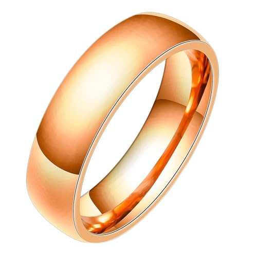 Beydodo Edelstahl Herren Damen Ring Freundschaft, Unisex Ringe 5MM Glänzend Bandring Partnerringe Rosegold Ring Personalisiert Nickelfrei Größe 65 (20.7) von Beydodo