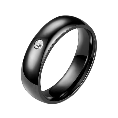 Beydodo Edelstahl Herren Damen Ring Freundschaft, Unisex Ringe 5MM mit Zirkonia Partnerringe Schwarz Ring Personalisiert Nickelfrei Größe 57 (18.1) von Beydodo