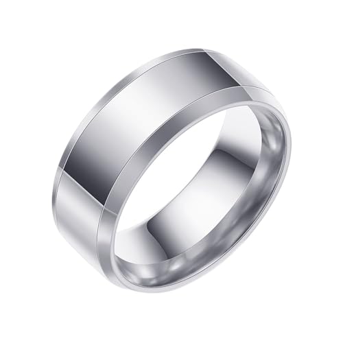 Beydodo Edelstahl Herren Damen Ring Freundschaft, Unisex Ringe 8MM Glatt Bandring Partnerringe Silber Ring Personalisiert Nickelfrei Größe 57 (18.1) von Beydodo