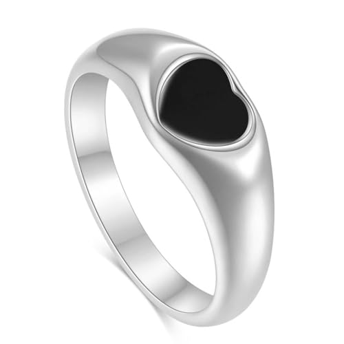 Beydodo Edelstahl Herren Damen Ring Freundschaft, Unisex Ringe Herz mit Emaille Partnerringe Silber Ring Personalisiert Nickelfrei Größe 57 (18.1) von Beydodo