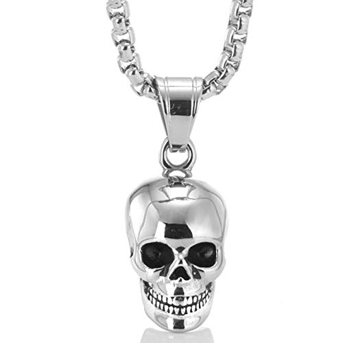 Beydodo Kette Herren Edelstahl 60CM, Halskette Personalisiert mit Totenkopf Anhänger Charm Freundschaftskette Hip Hop Kette Silber für Männer Jungs von Beydodo