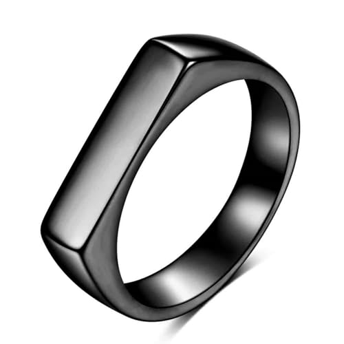 Beydodo Edelstahl Herren Ring Freundschaft, Männer Ringe 4MM Rechteck Siegelring Partnerringe Schwarz Ring Personalisiert Nickelfrei Größe 60 (19.1) von Beydodo