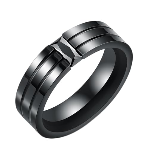 Beydodo Edelstahl Herren Ring Freundschaft, Männer Ringe 6MM mit Zirkonia Bandring Partnerringe Schwarz Ring Personalisiert Nickelfrei Größe 62 (19.7) von Beydodo