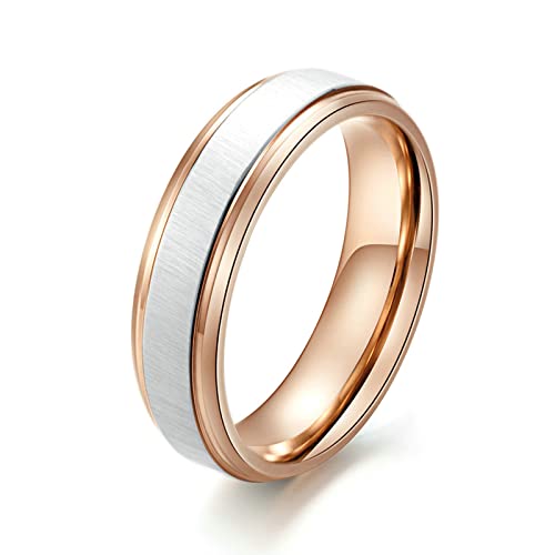 Beydodo Edelstahl Herren Ring Freundschaft, Männer Ringe 8MM Matt Bandring Partnerring Rosegold Ring Personalisiert Größe 65 (20.7) von Beydodo