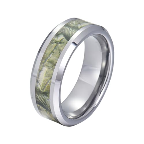 Beydodo Edelstahl Herren Ring Freundschaft, Männer Ringe 8MM mit Camouflage Gemustert Bandring Partnerringe Silber Ring Personalisiert Nickelfrei Größe 60 (19.1) von Beydodo