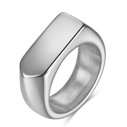 Beydodo Edelstahl Herren Ring Freundschaft, Männer Ringe 9MM Glänzend Siegelring Partnerringe Silber Ring Personalisiert Nickelfrei Größe 54 (17.2) von Beydodo