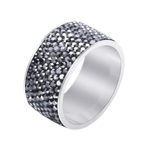 Beydodo Edelstahl Herren Ring Freundschaft, Männer Ringe Breit 12MM mit Schwarz Zirkonia Partnerringe Silber Ring Personalisiert Nickelfrei Größe 62 (19.7) von Beydodo