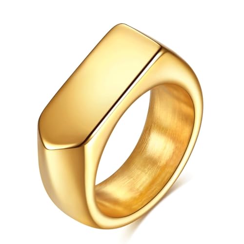 Beydodo Edelstahl Herren Ring Freundschaft, Männer Ringe Siegelring 9MM Glänzend Partnerringe Gold Ring Personalisiert Nickelfrei Größe 65 (20.7) von Beydodo