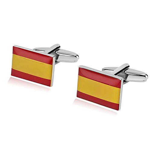 Beydodo Edelstahl Manschettenknöpfe Herren Hochzeit Spanish Flag Rechteck Rot Gelb Manschettenknöpfen Hemd von Beydodo