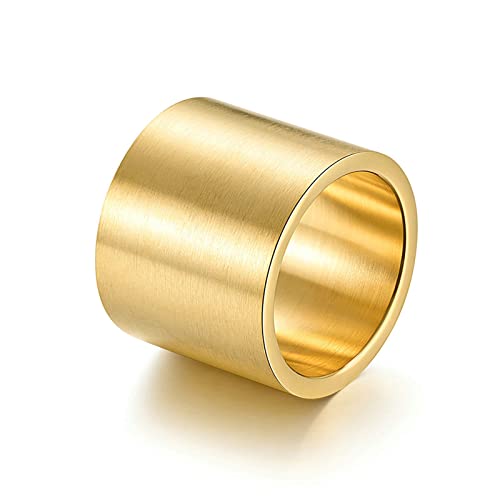 Beydodo Edelstahl Ring Männer, Ring Personalisiert Breit 19MM Bandring Partnerring Herren Ring Gold Gr.73 (23.2) von Beydodo