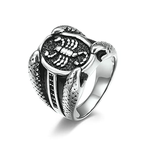 Beydodo Edelstahl Ring Männer, Ring Personalisiert Skorpion Schlange Partnerring Herren Ring Silber Gr.65 (20.7) von Beydodo