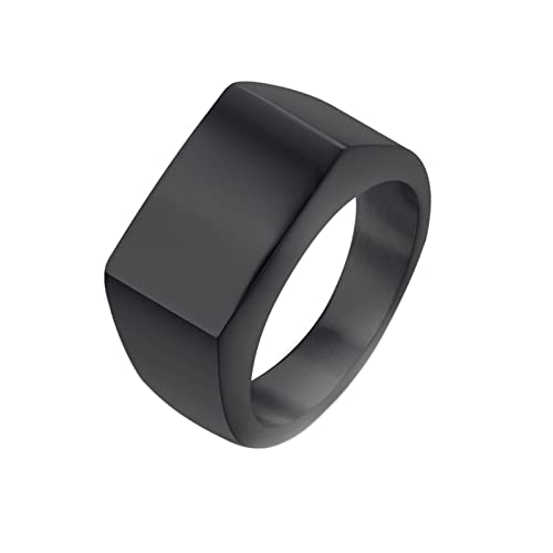 Beydodo Edelstahl Ring Männer mit Gravur, Ring Personalisiert ohne Stein 8MM Siegelring Partnerring Herren Ring Schwarz Größe 62 (19.7) von Beydodo