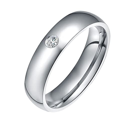 Beydodo Edelstahl Ringe Damen, Frauen Ring 5MM mit Zirkonia Bandring Partner Ring Personalisiert Silber Gr.55 (17.5) von Beydodo