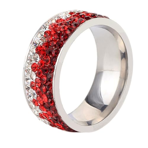 Beydodo Edelstahl Ringe Damen, Frauen Ring 8MM mit Rot Weiß Zirkonia Partner Ring Personalisiert Silber Gr.57 (18.1) von Beydodo
